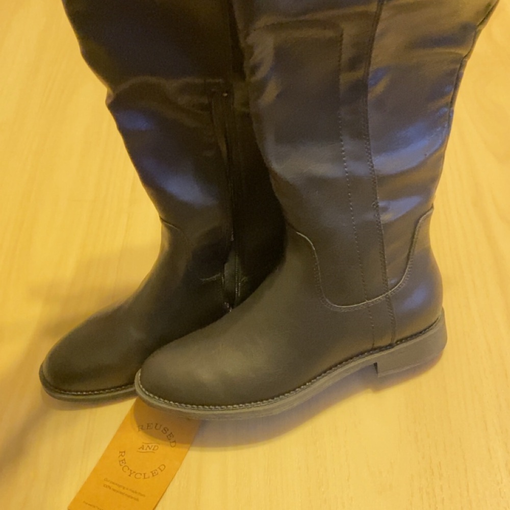 FRYE AND CO. Black Over-the-Knee Leather Boots Zip Up